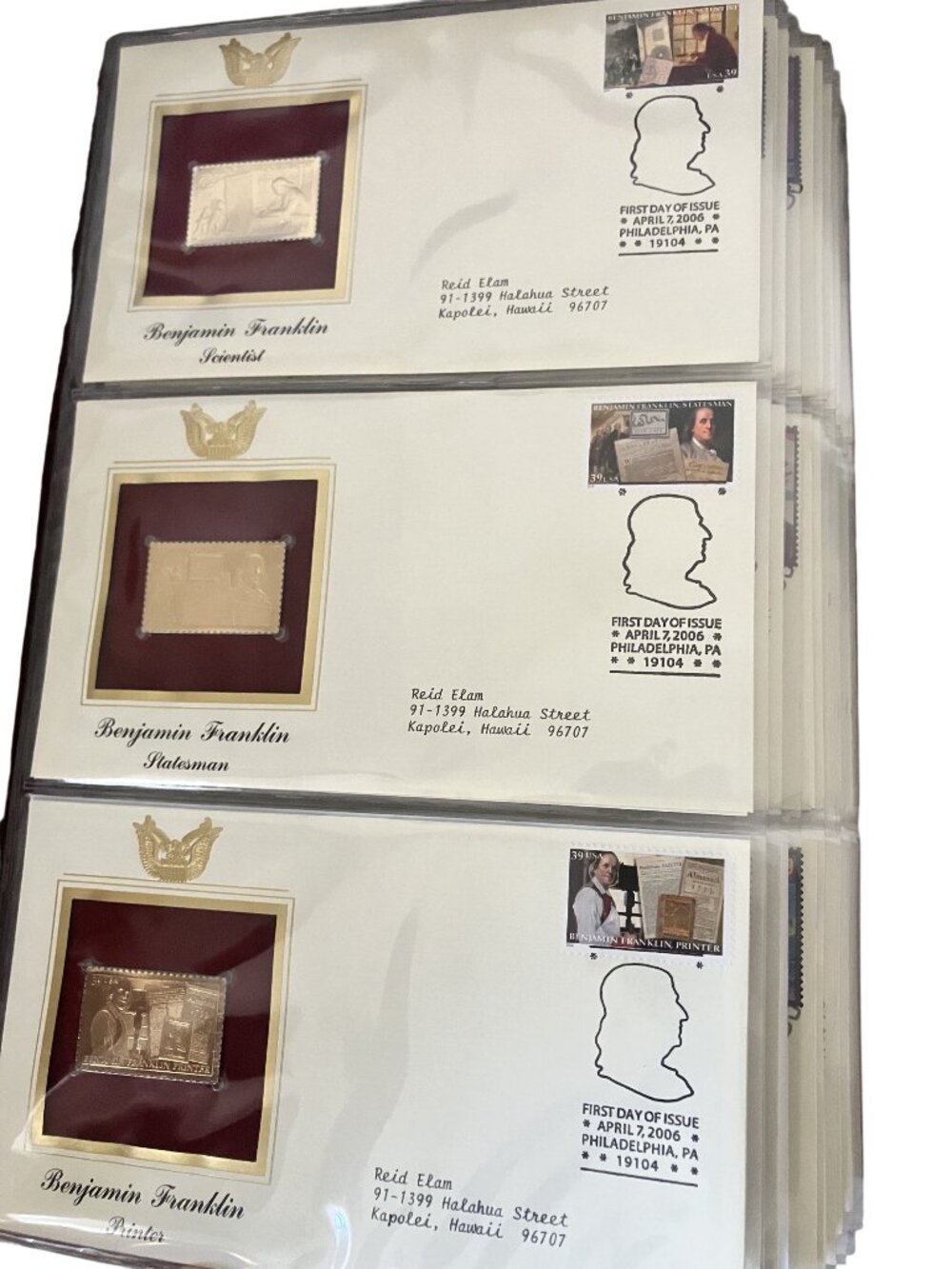 Benjamin Franklin First Day Issue Commemorative Covers Set Of 3